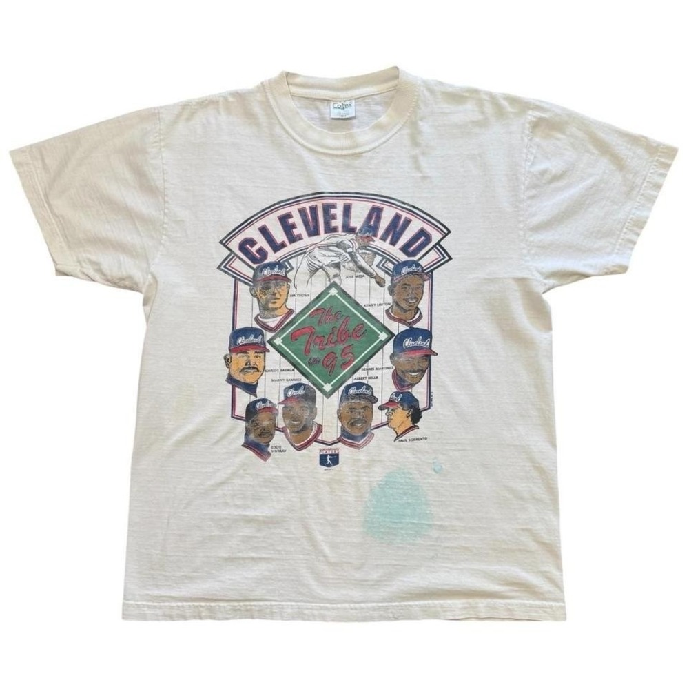 Vintage 90s Cleveland Guardians Baseball MLB Sports T-shirt Large 21x27"